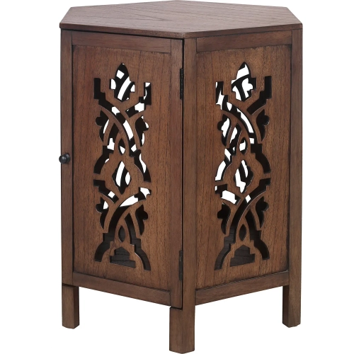 Seema Side End Table in Walnut Brown Finish Wood